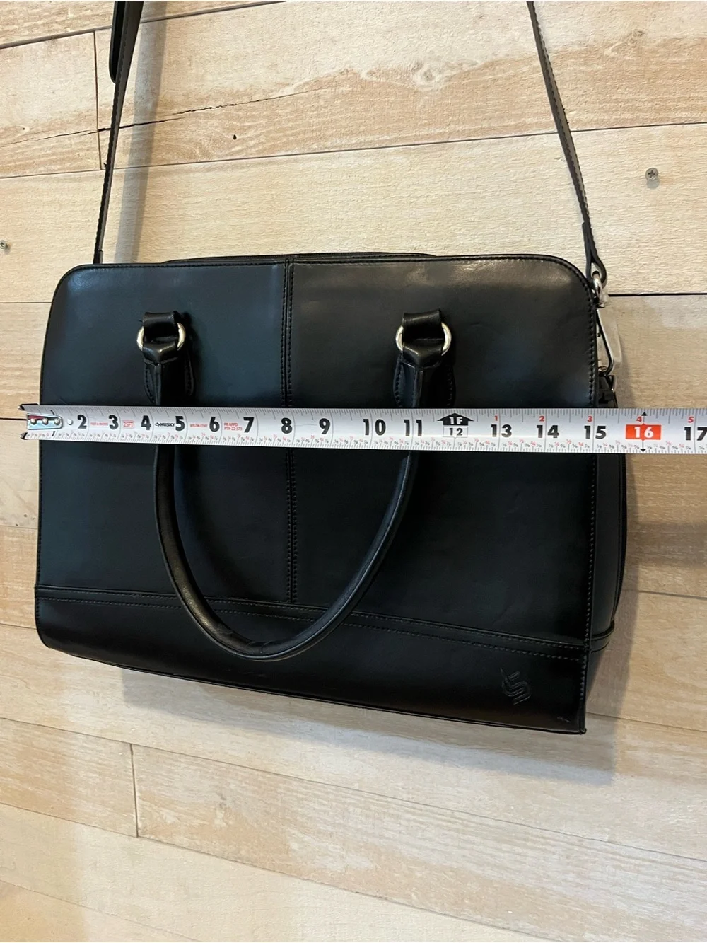 Su.B Structured Black Genuine Leather Satchel Messenger Bag Laptop Bag